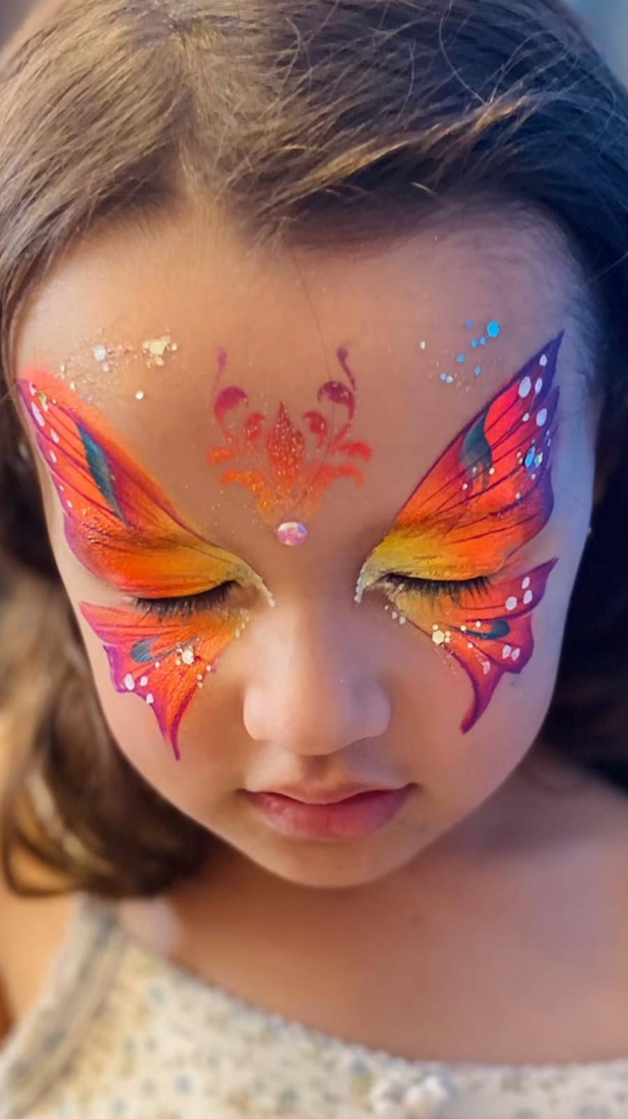 Colourful flower face painting — Auckland children's party